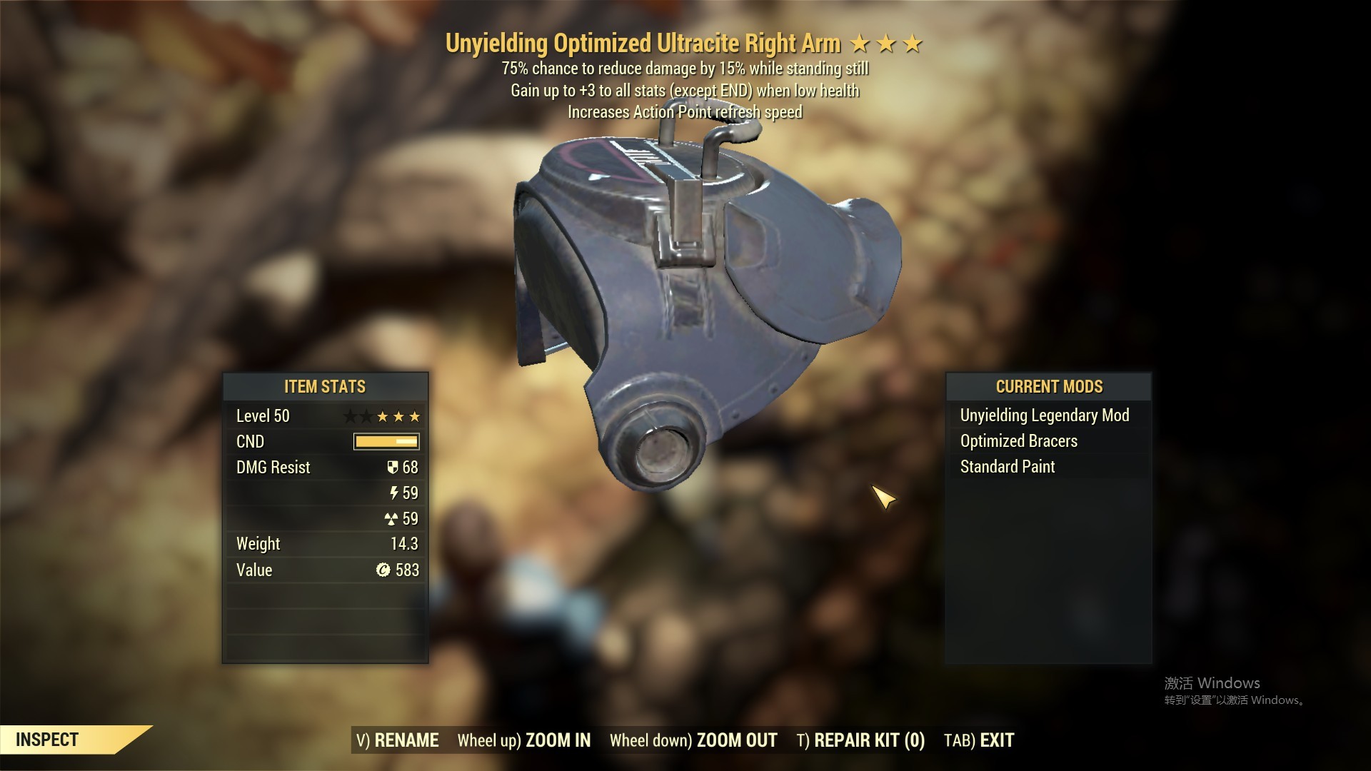 Unyielding [Sent AP] Optimized Ultracite Right Arm